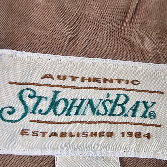 St John's Bay Bomber Jacket Men Large Brown Full Zip Lined Classic Ribbed Cuffs - Picture 13 of 15